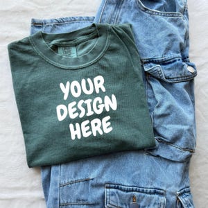 C1717 Blue Spruce Mockup Flat lay Tshirt Mockup Comfort Colors Mockup c1717 Blue Spruce Mockup Comfort Colors 1717 Blue Spruce T-shirt Flat