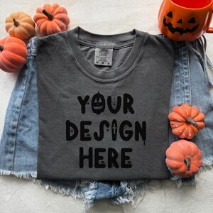 Comfort Colors 1717 Pepper Fall Mockup Comfort Colors Halloween Mockup Fall C1717 Pumpkin Mockup Pepper Tshirt Mockup Flat Lay Mockup Folded