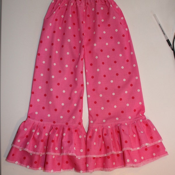 Double Ruffled Pants size 6 months-  8T  Available in more fabric designs