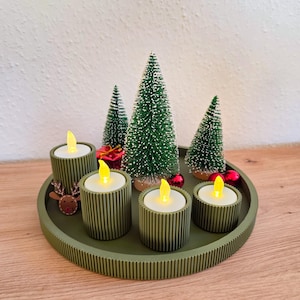 Adventskranz, Tischdeko, Lichterkranz, Dekoschale, Weihnachten, Dekoteller, Dekotablett, LED Teelichter, Tischkranz, Weihnachtskranz