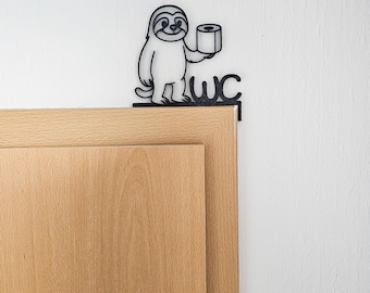 Sloth Toilet Sign – Funny Toilet Sign for Guest Bathroom | Bathroom Decor | Door Frame Decor