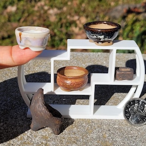 Handgemaakte Mame/Miniatuur Bonsai Pot Collectie (5 Potten) - Lengtebereik: 1/2" - 1 1/4" - Zwart/Blauw/Roze/Oranje