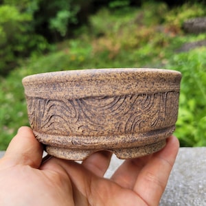High-fired Bonsai Pot - Unglazed - 4"x4"x1 3/4" - Hand-made Pottery/Ceramics