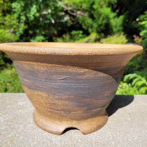 High-fired Bonsai Pot - 9 1/2"x9 1/2"x 5 1/2" - Brown - Handmade Pottery/Ceramics