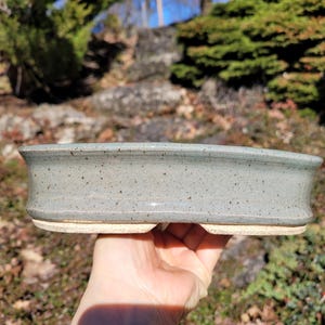 Hochgebrannte - 21x15x1,5cm - rechteckige Bonsaischale - Handgemachte Keramik