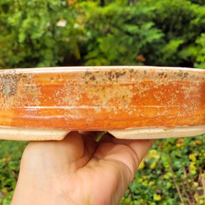 Handmade Bonsai Pot - 7 1/2" x 5 1/2" x 1 3/4" - Orange -  Rectangular - Pottery/Ceramics - High-fired