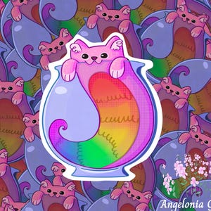 Colorful Pride Cat Kiss-Cut Stickers, Cute Pet Stickers for Laptop, Animal Decor, Gift for Cat Lovers, Fun Colorful Art