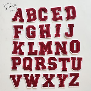 26 remendos de letras vermelhas remendos de pano inglês engomar costura à mão decoração jaqueta de plumas remendos de bordado à mão faça você mesmo