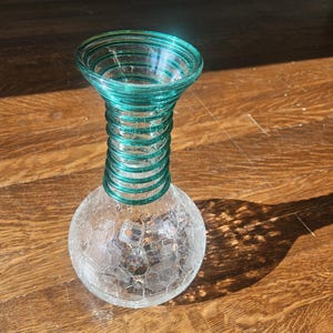 Jarrón vintage de cristal craquelado Blenko