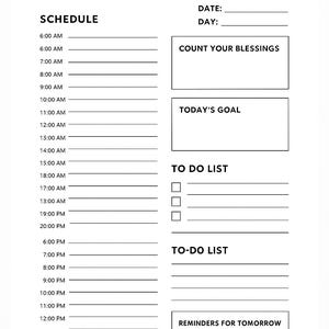 Daily Planner Printable | 24 Hour Schedule | Time Blocking PDF | Goal Planner | 30 Min Layout | Day Organizer | 3 Page PDFTime