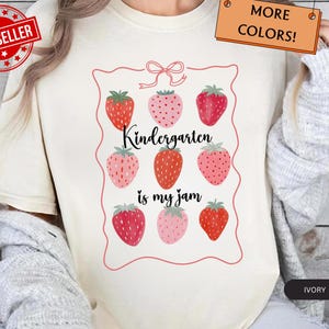 Kindergarten Teacher Shirt - Kindergarten Is My Jam Tee, Kinder Crew, Kinder Squad Gift, Funny Teacher Shirt for Kindergarten Team