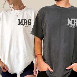 Custom Mr and Mrs Shirts Matching Couples T-Shirts Wedding Gifts Personalized Bride & Groom Just Married Honeymoon Engagement Tee