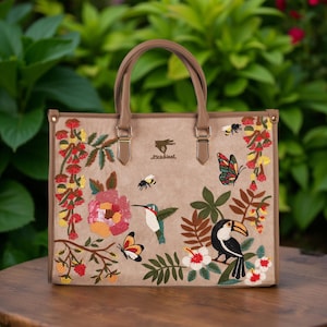 Mystic garden tote, bestickte Einkaufstasche, Natur inspirierte Designer-Handtasche für Frauen, luxuriöses Geschenk, exklusiver Fund, Geschenk für sie
