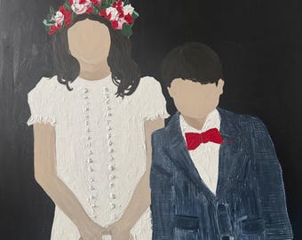 Abstrakcyjny portret dziecięcy: kolorowe malarstwo teksturowane