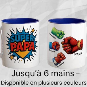 Personalizowany kubek dla taty – prezent na dzień ojca – supertata – do 6 imion – kubek w stylu superbohatera – ceramiczny kubek