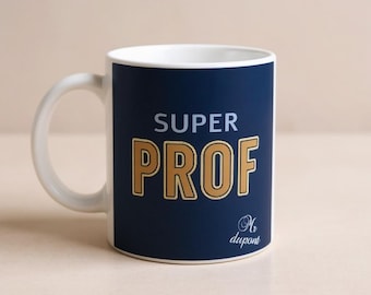 Taza personalizada de Superprofesor/a – Regalo personalizado de fin de curso – Nombre gratis + Mensaje opcional en la parte posterior – Taza para profesor/a – Regalo para profesor/a de escuela