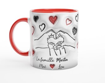 Personalized family mug - Father's/Mother's Day gift - Hands and children's names - Gift for dad, mom, grandparents - personalized mug