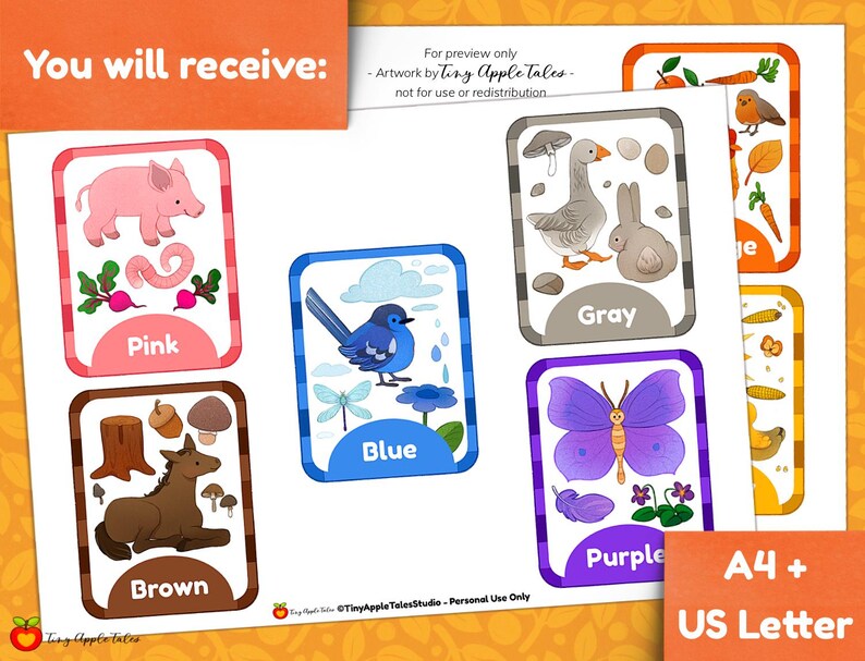 Nature Color Flashcards for Kids – Animal Color Flash Cards, Toddler ...