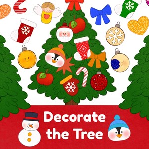 Last-Minute-Weihnachtsaktivität zum Ausschneiden und Kleben für Kleinkinder - Dekoriere den Baum zum Ausdrucken