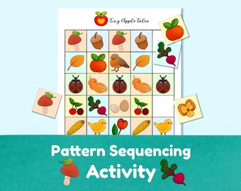 Montessori Pattern Sequencing Game, Preschool Printable (PDF)
