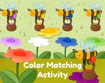 Color Matching Game | Printable Color Sorting Activity | Preschool Color Recognition | Montessori Material | Busy Book