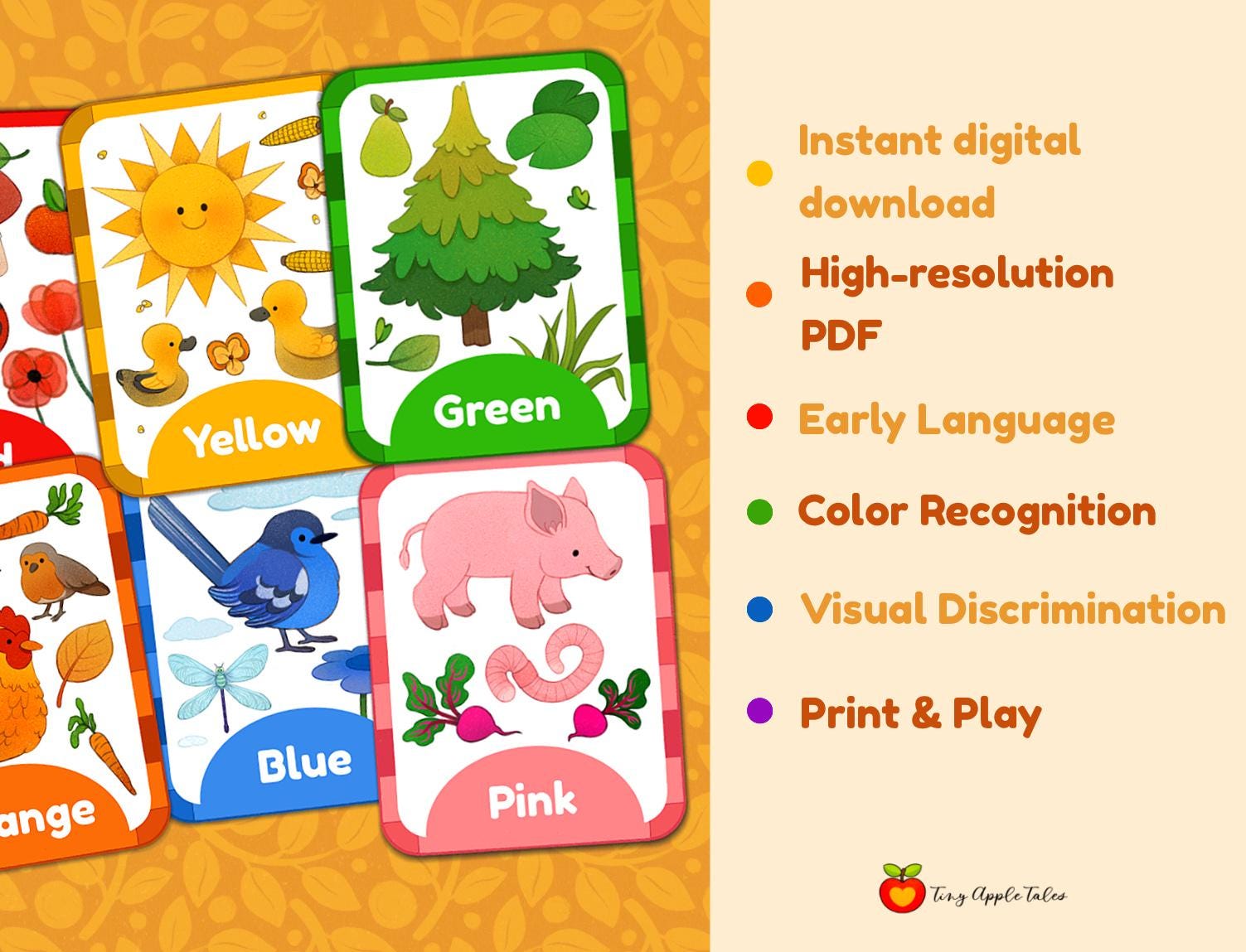 Nature Color Flashcards for Kids – Animal Color Flash Cards, Toddler ...