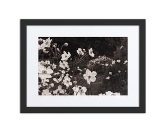 Framed Black and White Flower Print: Elegant Monochrome Floral Wall Art