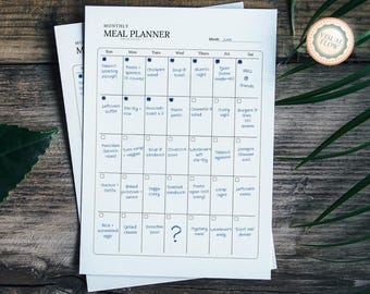 Printable Monthly Meal Planner – Minimalist Meal Plan Template PDF – A4 & US Letter – Instant Download