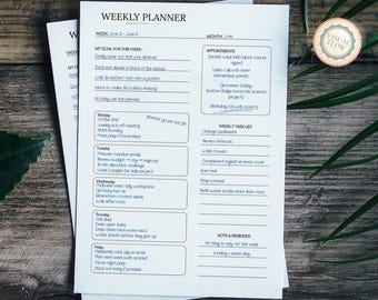 Weekly Planner Printable – A4 & US Letter | Pre-filled and Blank | Minimalist Layout for Wor- Life- Chaos and Focus
