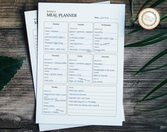 Printable Weekly Meal Planner – Minimalist Meal Planning PDF – A4 & US Letter – Instant Download
