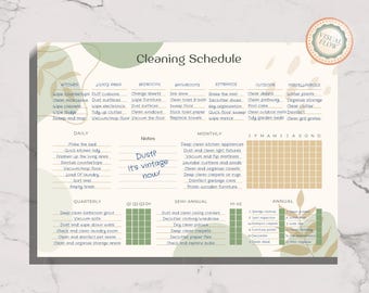 Cleaning Schedule Bamboo – Aesthetic Chore Chart | Printable A3 & Tabloid | Pre-filled + Blank Versions | Household Routine Planner PDF