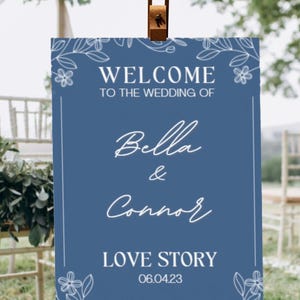 Elegant Dusty Blue Welcome Wedding Sign