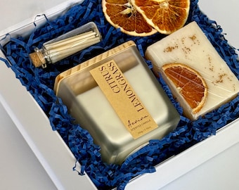 Spa Gift Box – Handmade Soap & Soy Candle, Self Care Set