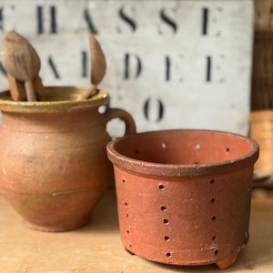 Vintage French Terracotta Faiselle – 5.5” Cheese Strainer / Rustic Colander
