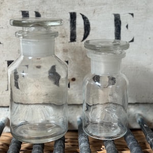 Vintage European Glass Apothecary Jars - Pharmacy Bottles with Stoppers