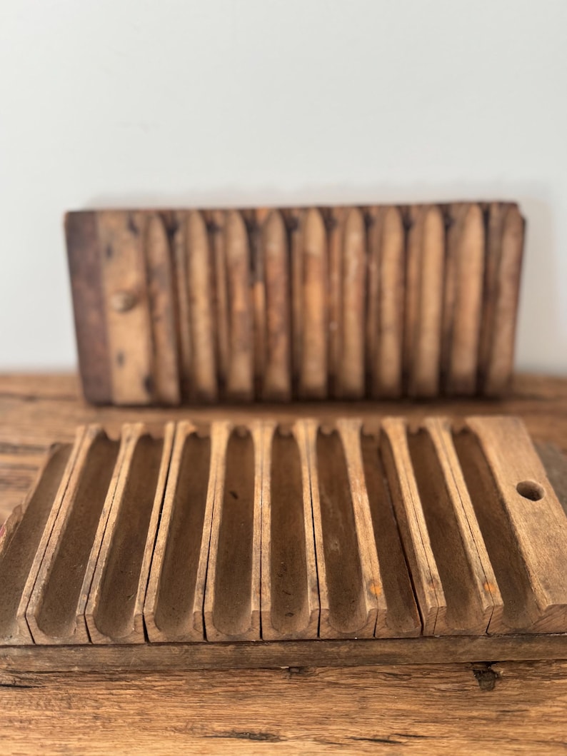 Antique DUREX Wooden Cigar Mold | Early 1900s Tobacco Mold | Industrial Wood Decor | Primitive Shelf Styling Object image 2