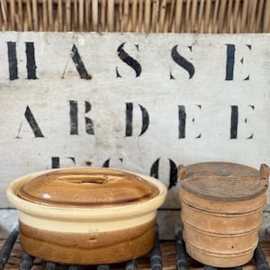 Vintage French Stoneware Terrine with Lid – Brown & Cream Glaze