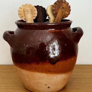Antique Vallauris Confit Pot | Small Glazed Terracotta French Pottery