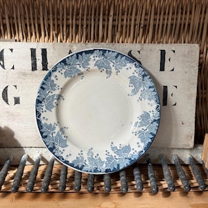 Antique French blue and white transferware plates set of 2 St. Amand French antique plates French Antique blue and white transferware plates