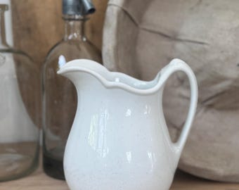 Vintage Shenago White Pitcher with Maker’s Mark Vintage Pitcher Vintage American Pottery Vintage American Pitcher