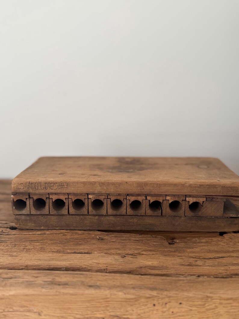 Antique DUREX Wooden Cigar Mold | Early 1900s Tobacco Mold | Industrial Wood Decor | Primitive Shelf Styling Object image 6