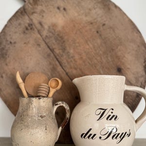 Vintage French “Vin du Pays” Stoneware Pitcher – 7” Rustic Wine Jug French wine pitcher Rustic farmhouse kitchen décor French Wine pitcher