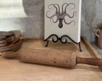 Vintage French Wooden Rolling Pin: Primitive Farmhouse Kitchen Decor