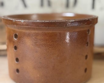 Antique French Stoneware Cheese Strainer | Corneau Myennes | Faisselle Mold | Rustic Kitchen Collectible