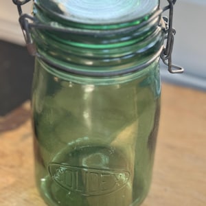 Vintage French canning jar Vintage French Solidex Canning Jar Vintage French green canning jar Vintage canning jars