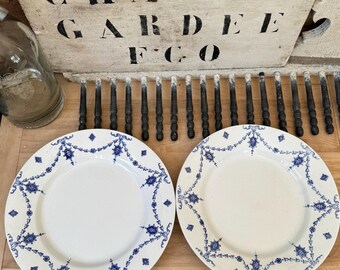 Vintage English Blue and White Transferware Dinner Plates by Bell W Adams and Co Vintage dinner plates Vintage transferware