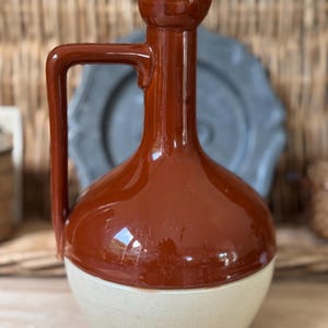 Vintage French Bardinet Stoneware Jug: Mid-Century French Barware, Brown Glaze