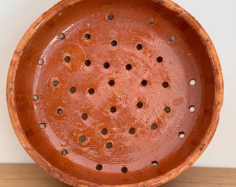 Antique French Terracotta Faisselle Cheese Strainer | Rustic Berry Bowl