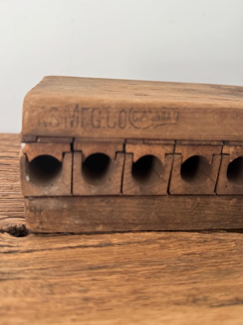 Antique DUREX Wooden Cigar Mold | Early 1900s Tobacco Mold | Industrial Wood Decor | Primitive Shelf Styling Object image 7