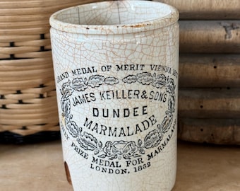 James Keiller & Sons Antique Dundee Marmalade Pot English Vintage stoneware English advertising pots ironstone pots